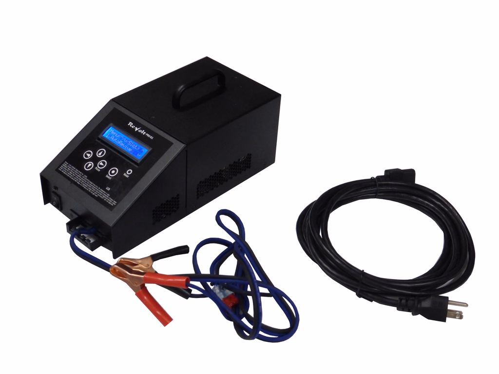 The ReVolt Pro-S1 unit, leads, and power cord laid out separately